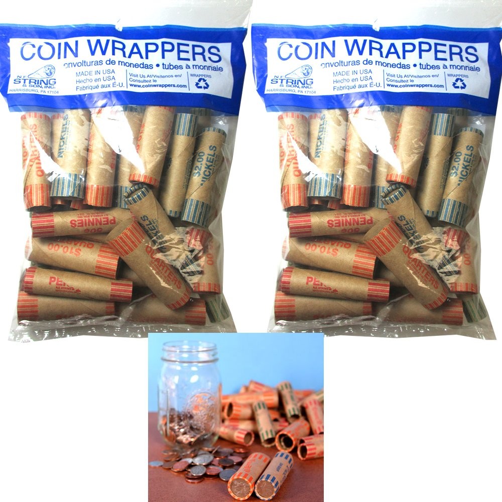 72 Rolls Preformed Assorted Coin Wrappers Tubes Nickels Variable, Tan