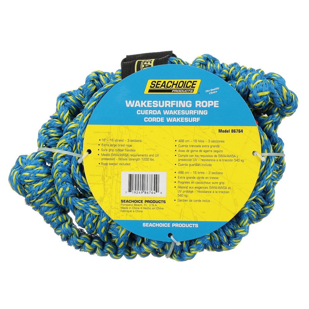Seachoice 86764 3-Section Wakesurfing Rope, 16'