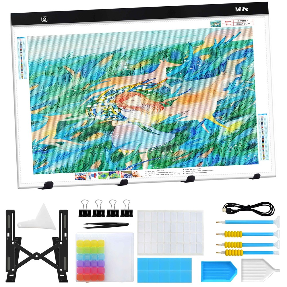 Mlife A2 Diamond Painting Light Pad Kit - Adjustable Brightness & Accessories