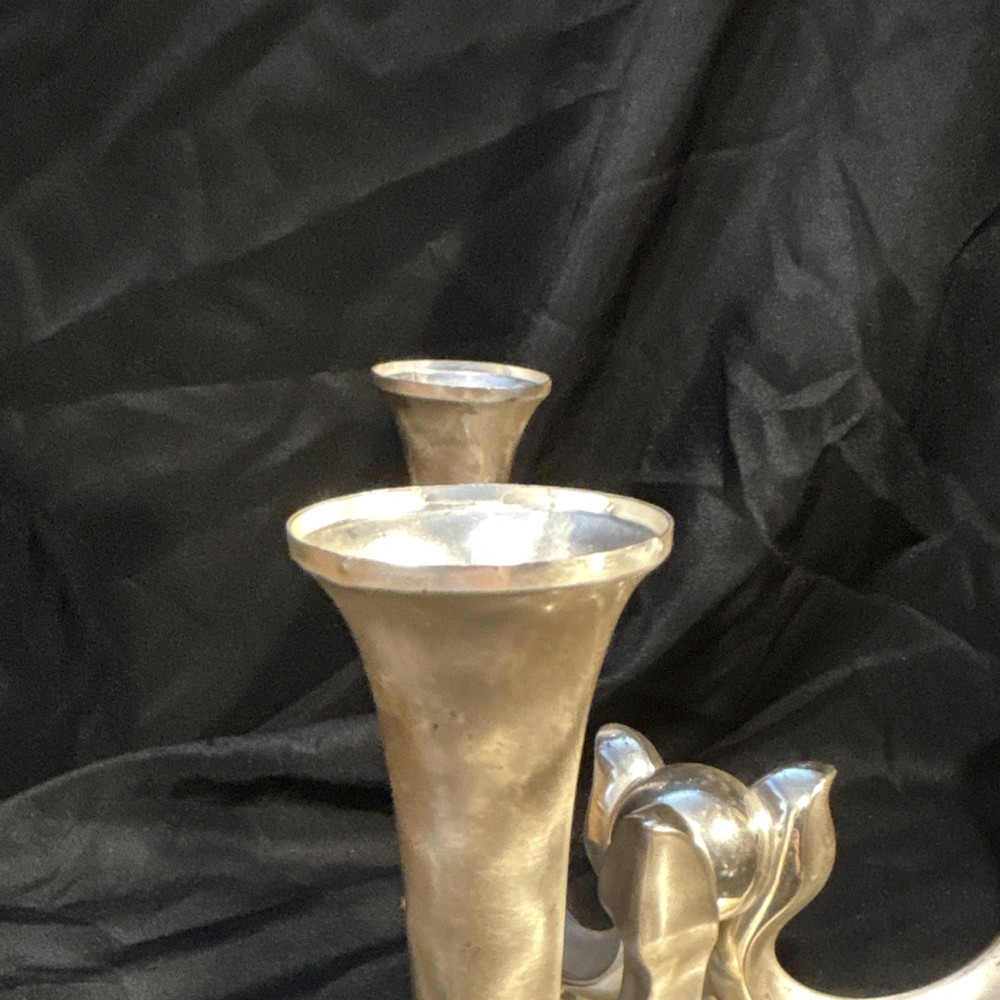 WMF Ikora Silverplate Three-Arm Candlesticks Pair Post-1940 Decorative