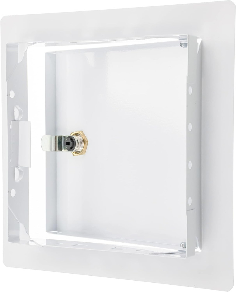 6" X 6" Lockable White Metal Access Panel. Service Shaft Door Panel with Key. Pl