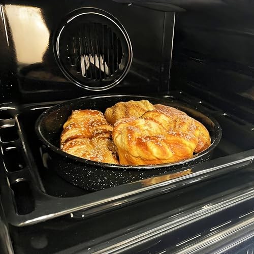 3-Pack Enamel Roasting Pan Set Round Deep Baking Pans Oven Black