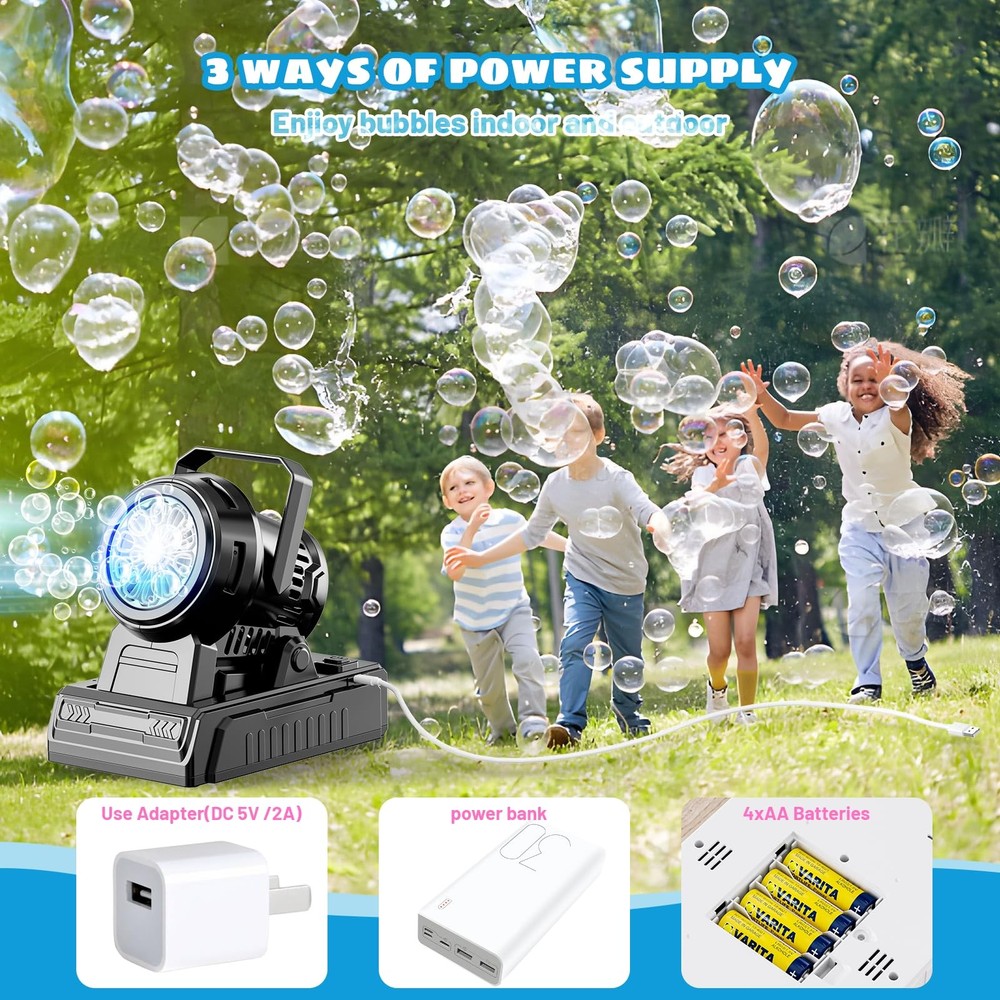 SHCKE Automatic Bubble Machine 10 Holes Blower,45° Black