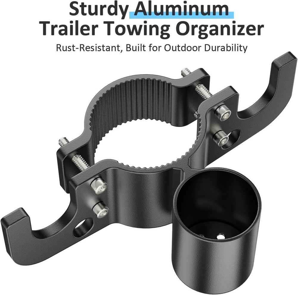 Aluminum Trailer Chain Holder 7-Way Plug Organizer 2” /2-1/4” Camper Tongue Jack