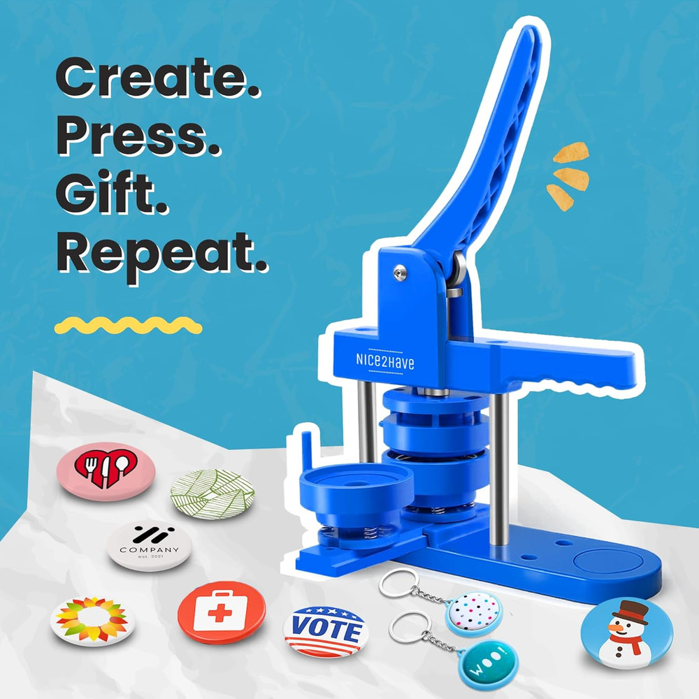Button Maker Machine – Multiple Size Molds– Pin Maker Machine Kit W/ 500 Buttons