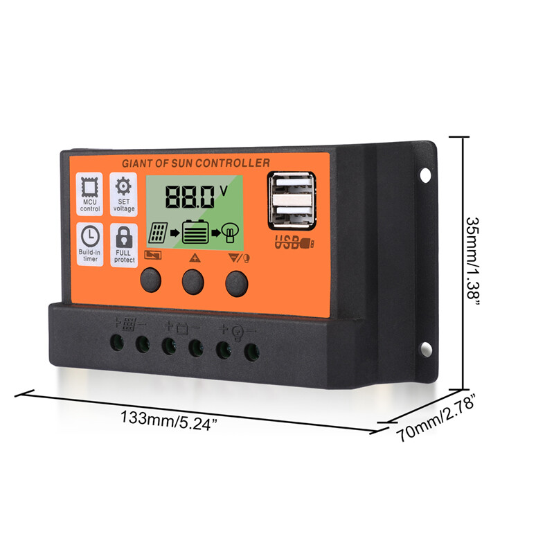100A AMP MPPT Solar Panel Regulator Charge Controller 12V/24V 1000W/2000W LCD US