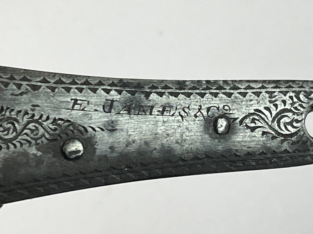 Vtg Side Lock Assembly Main Spring Action Percussion rifle Etched E James & CO