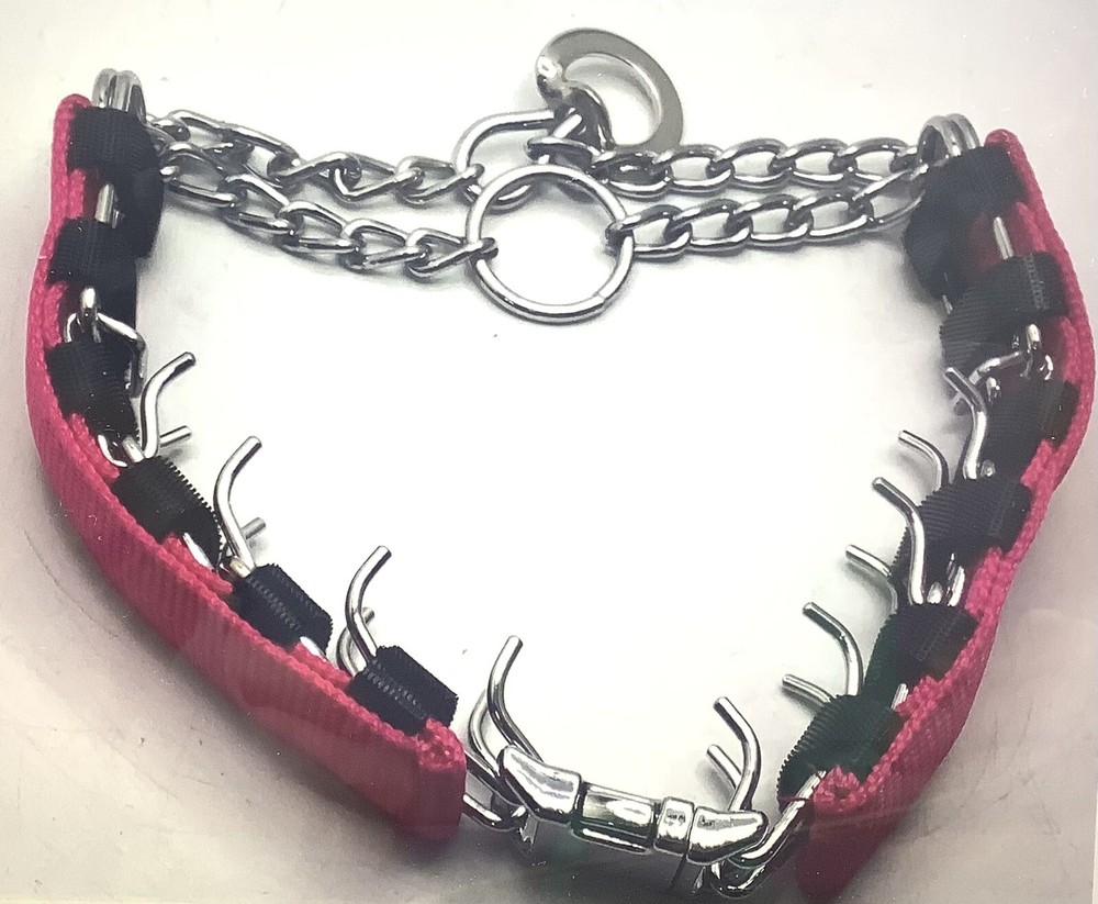 DOG ADJUSTABLE COLLAR W/ QUICK RELEASE BUCKLE & RUBBER CAPS PINK SMALL