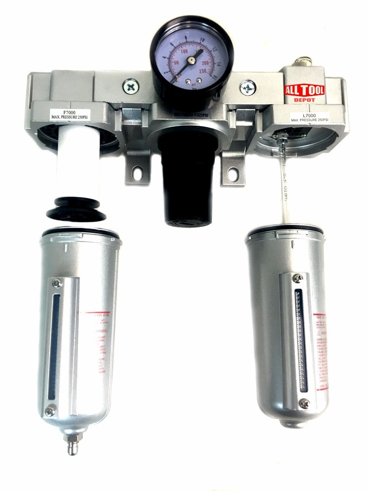3/4" COMBO PARTICULATE FILTER REGULATOR LUBRICATOR COMPRESSED AIR Manual Drain