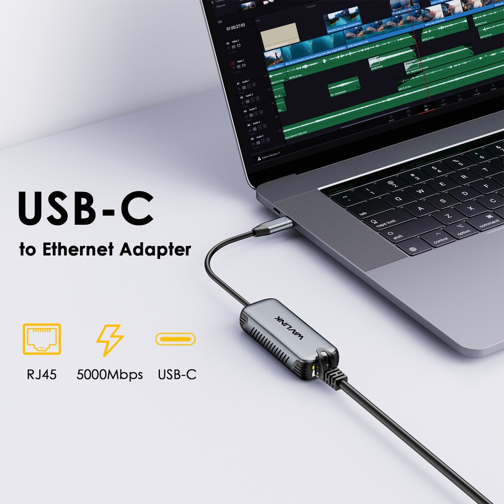 Thunderbolt 3/USB3.0 2-in-1 USB-C/USB-A 2.5G Ethernet Adapter Mac/Win/Linux Fast