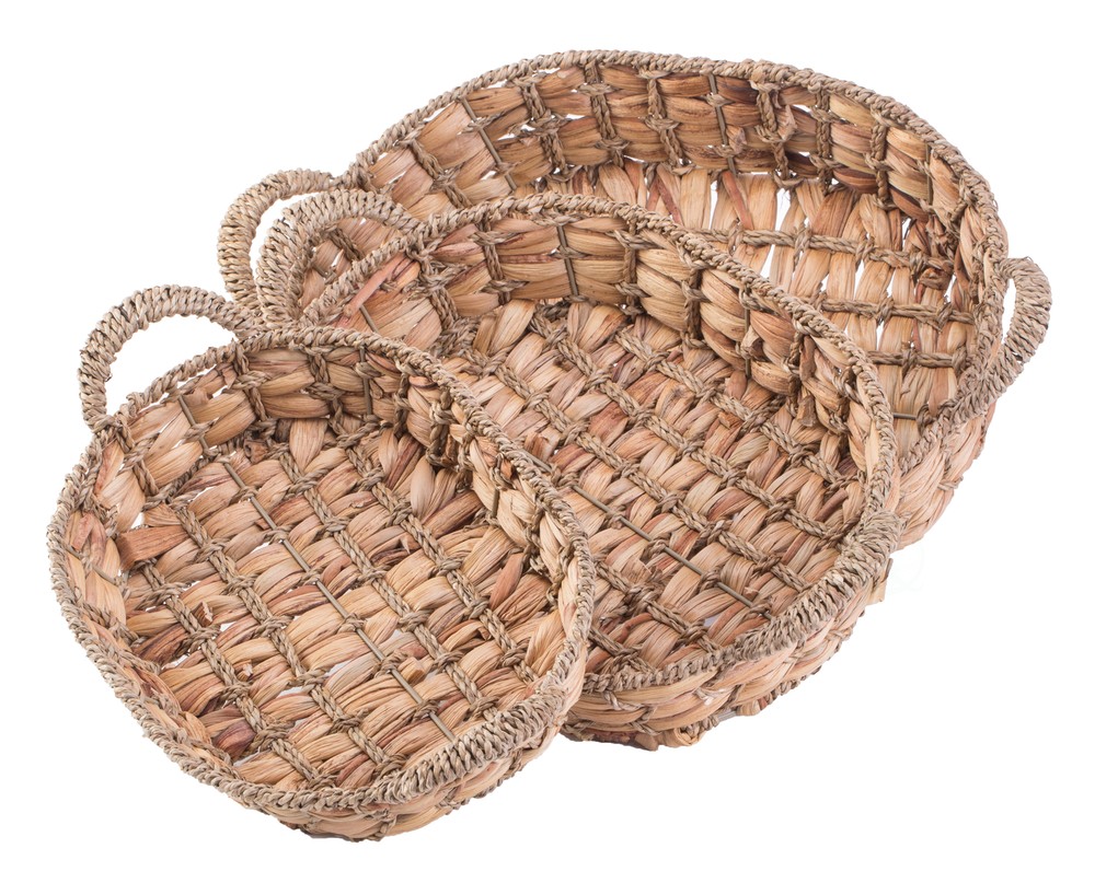 New Wickerwise Seagrass Fruit Bread Basket Tray with Handles