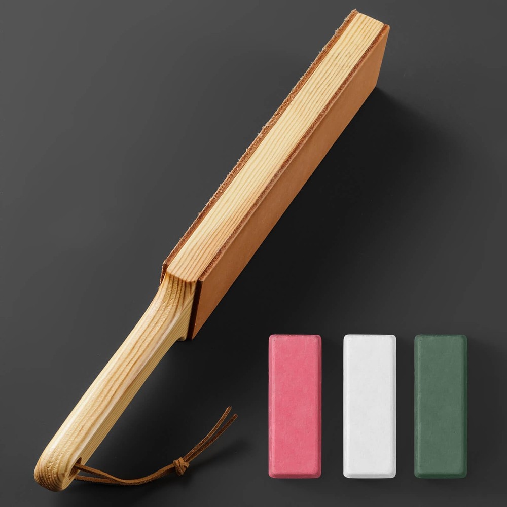 ANGERSTONE Double Side Leather Strop for medium, Light Yellow,Green,White,red
