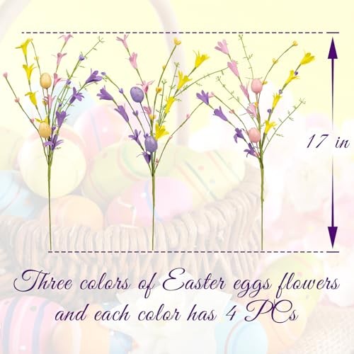Easter Flower Decorations 12 Pack Easter Egg Picks Artificial Forsythia