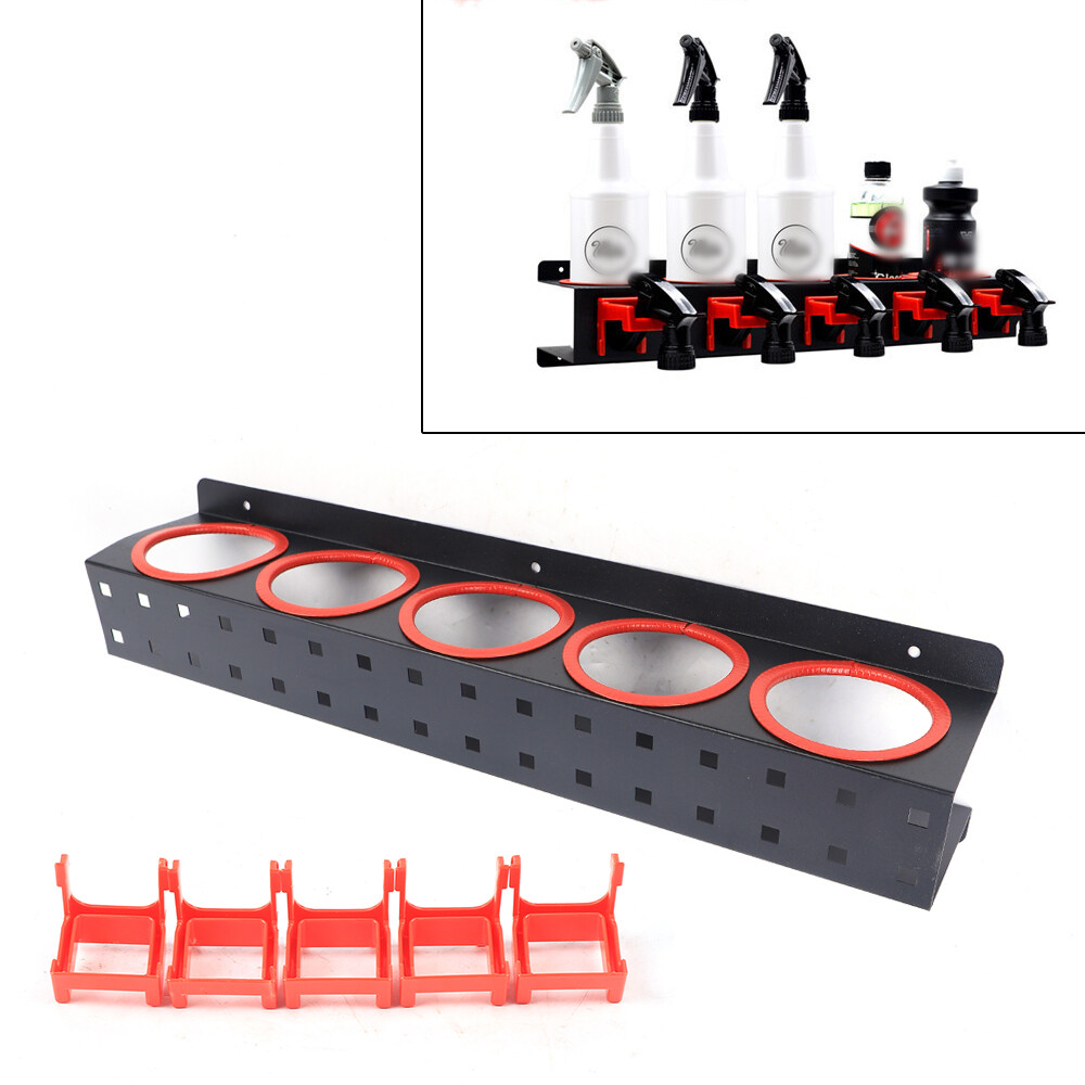 5-Hole Spray Bottle Storage Rack Wall-mount Holder Wall Rail Detailing Organizer
