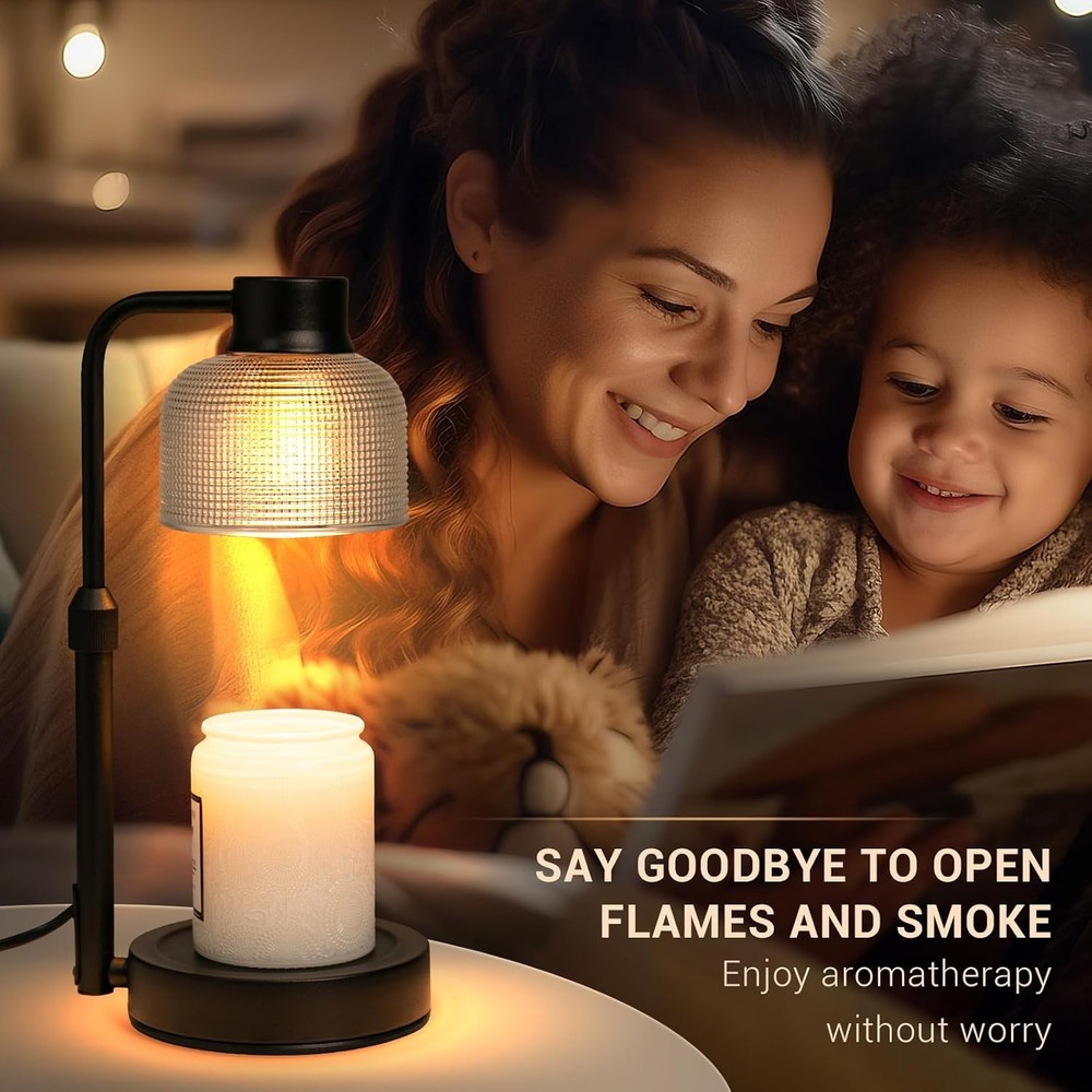 KLL Candle Warmer Lamp with Timer: Adjustable Height Dimmable Black