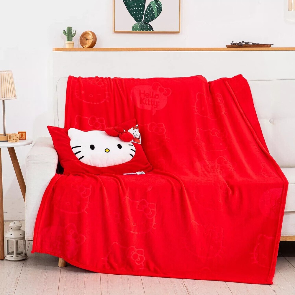 Sanrio Hello Kitty 2-Piece "Hello Red" Pillow Pocket Throw Set