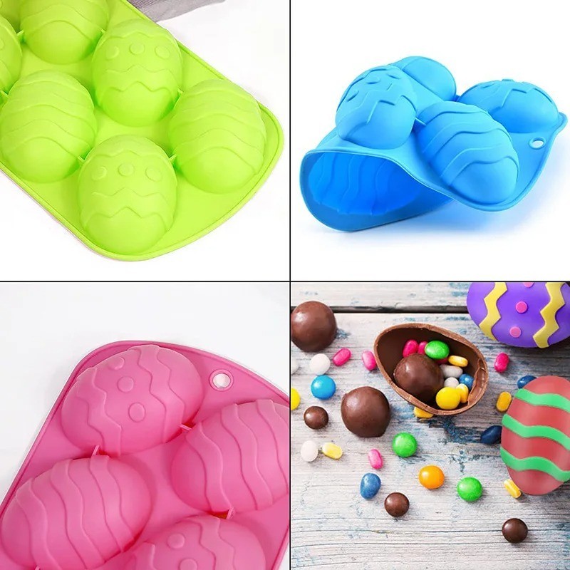 Easter Egg Molds Silicone Egg Shaped Baking Pan Cavities Easter Candy