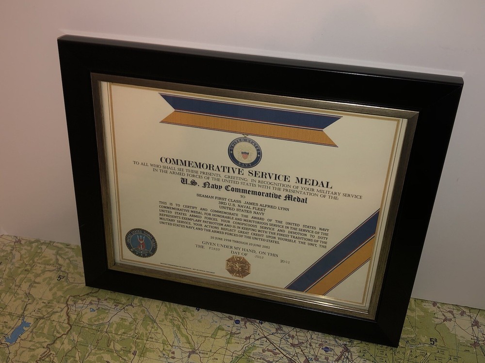 U.S. NAVY COMMEMORATIVE MEDAL CERTIFICATE ~ Type 1