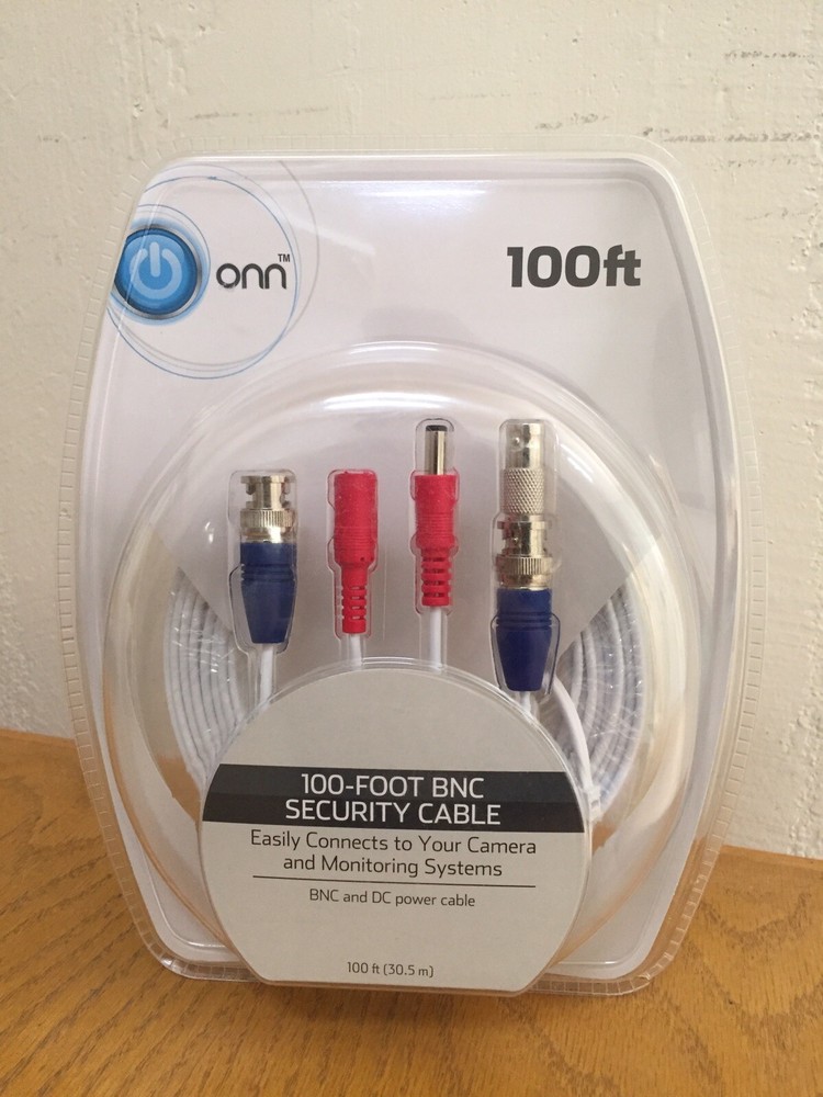 ONN 100-ft BNC Extension Security Cable w/ Locking BNC Connection & DC Power