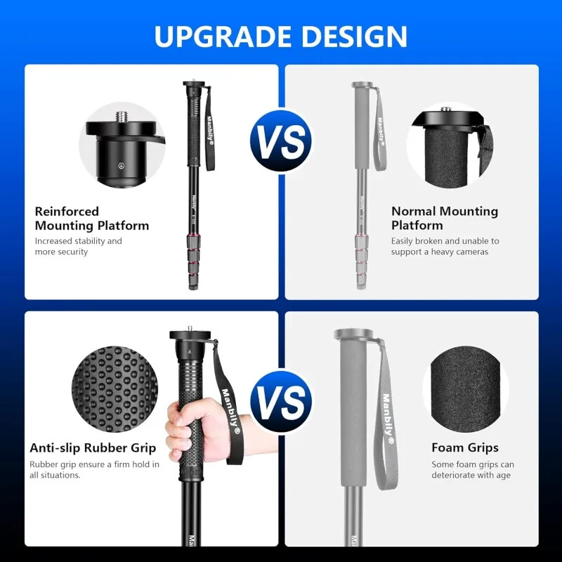 Manbily Camera Monopod, E-222 (Red&Black）Camera Monopod