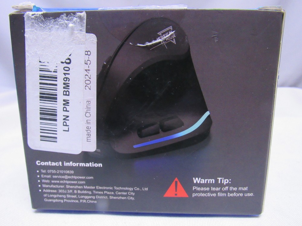 Ergonomic Mouse Wireless Vertical 2.4G Quiet Blue LED 6Button Right Hand