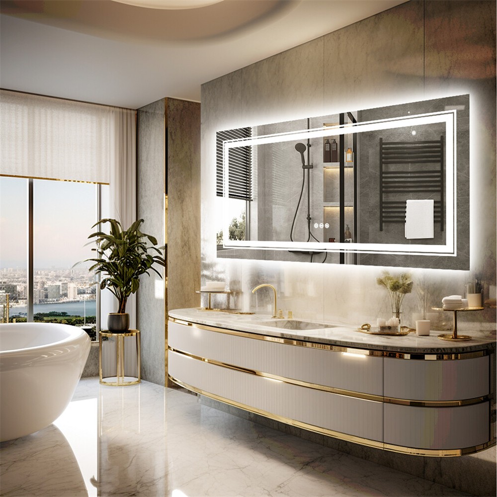 Full-Length Makeup Dressing Mirror LED Lighted Wall Mounted Bathroom Mirror