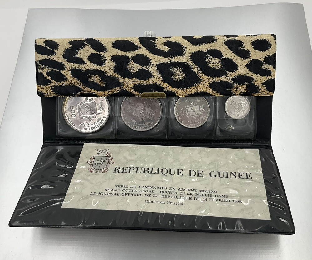 1968 Silver Proof Republique Guinee Set Case COA