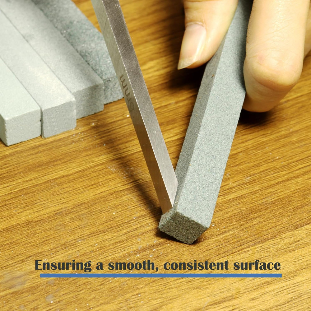 8 Pcs Rectangular Shaped Sharpening Stone Sticks Set, 5.92Inch Green Silicon