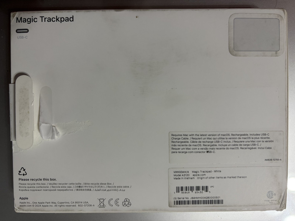 Apple Magic Trackpad Multi-Touch Surface (USB-C) - Wireless - White A3120