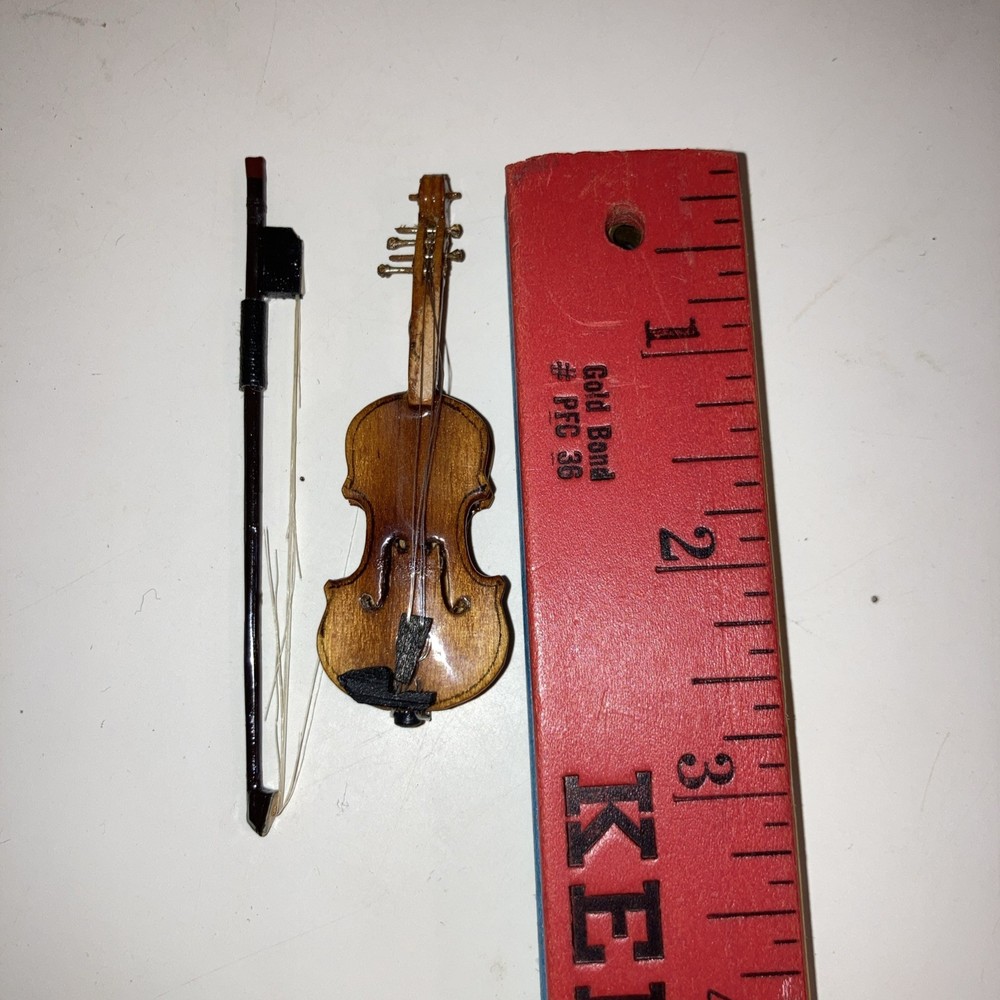 Miniature Vintage Violin With Bow And Case