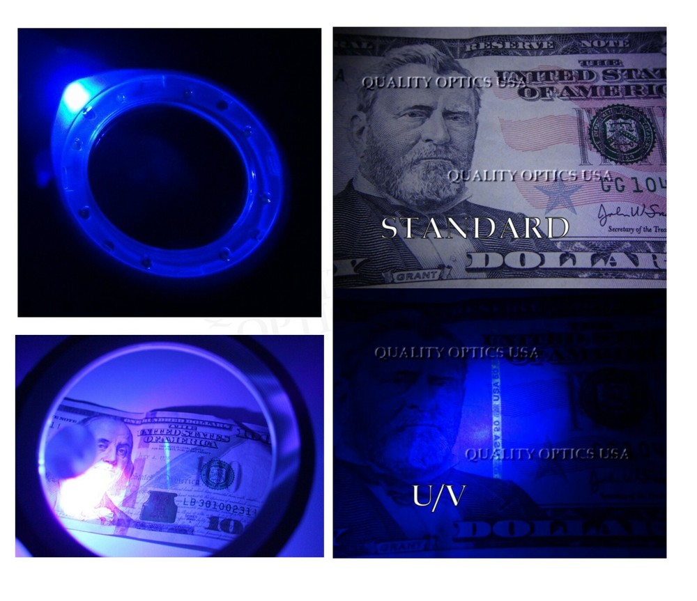 Quality Optics® Easy Grip Illuminated Hand Magnifier 4X/6X Dual function 2-pack