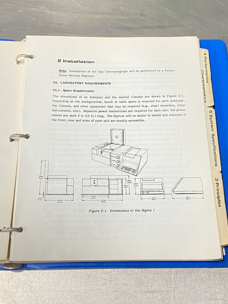 Perkin Elmer PE Sigma 1 Gas Chromatograph - Users Guide / Instructions Manual