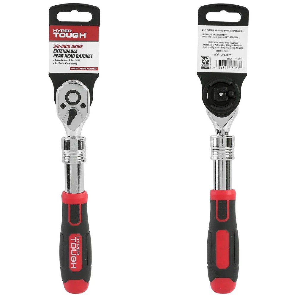 Hyper Tough Pear Head Ratchet Wrench with Extendable 12.5 inch Handle