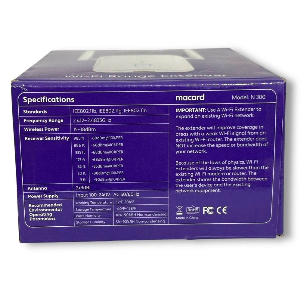 Macard WiFi Range Extender 300Mbps 2023 Model N300