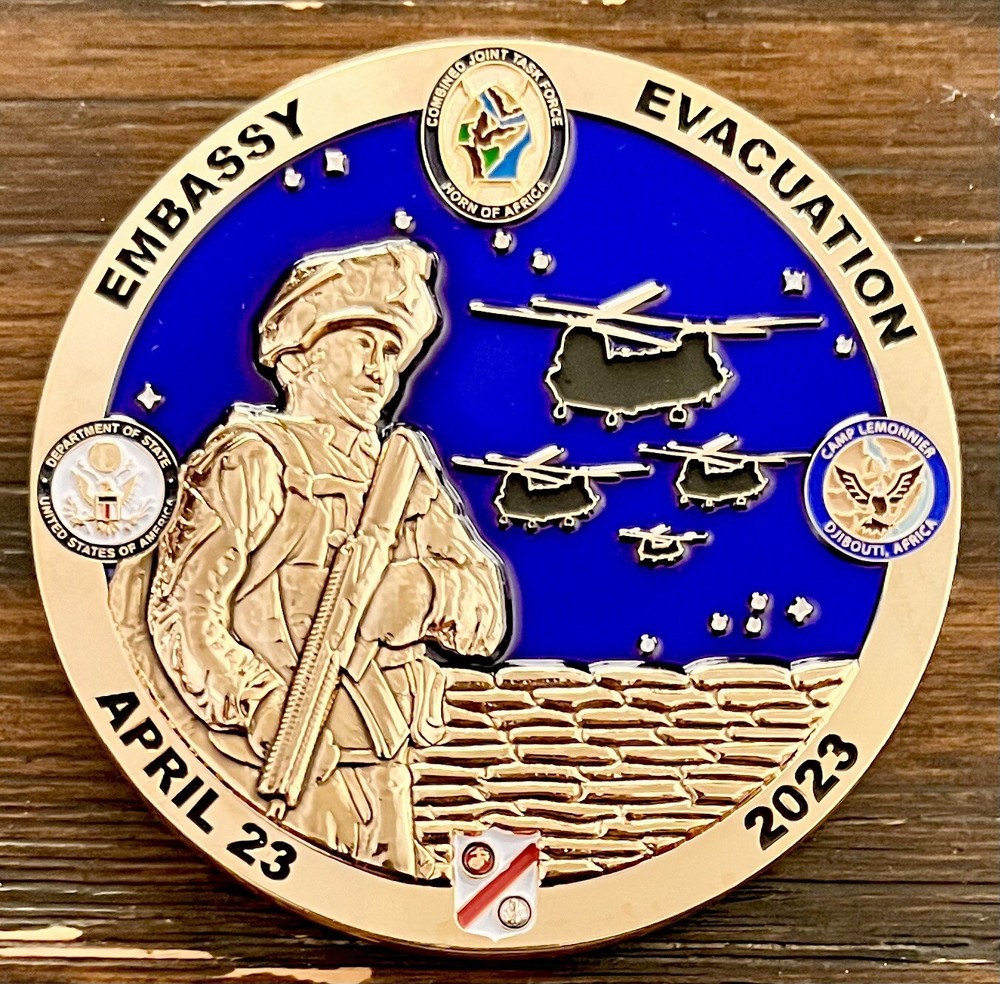 US Embassy Evacuation Operation USEM MSG-D Khartoum, Sudan Challenge Coin