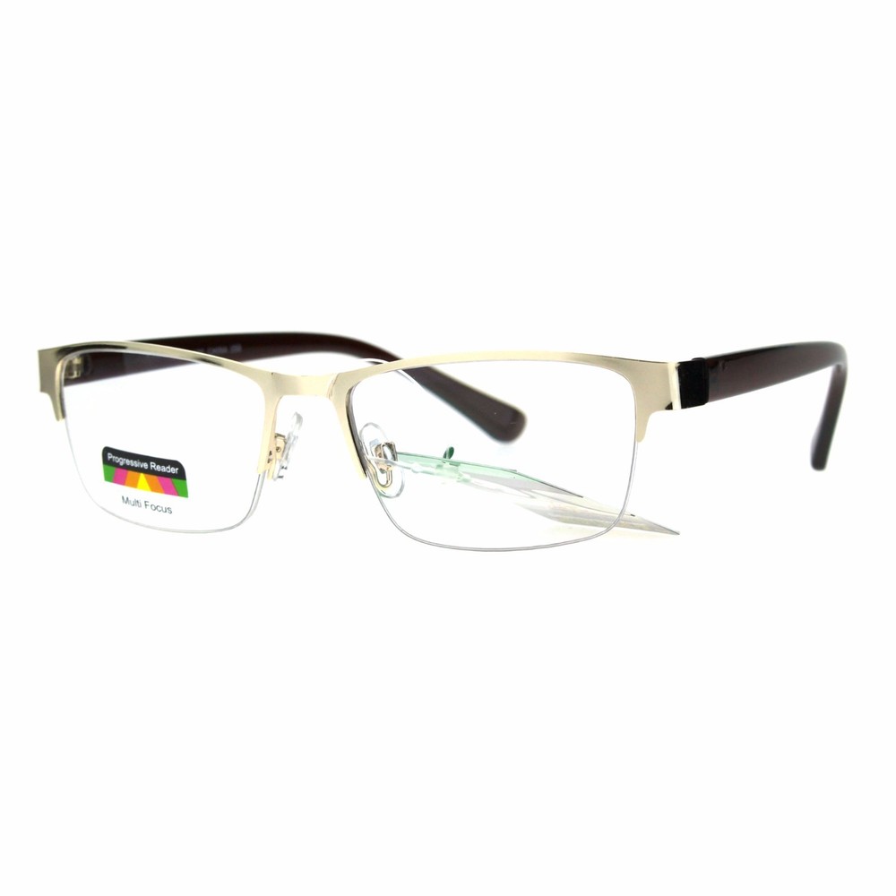 Multi Focus Progressive Reading Glasses 3 Powers in 1 Reader Rectangle Half Rim