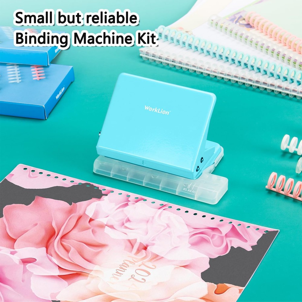 Worklion 10-Hole Binding Machine for Planners, Journals, Notebooks - Multicolor