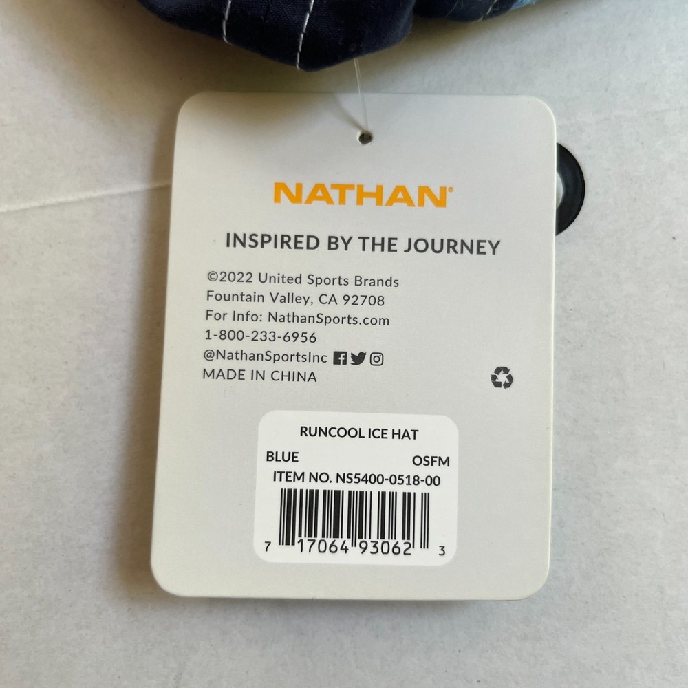 Nathan RunCool Ice Hat Cap Stash Pockets for Ice One Size Adjustable Blue NWT