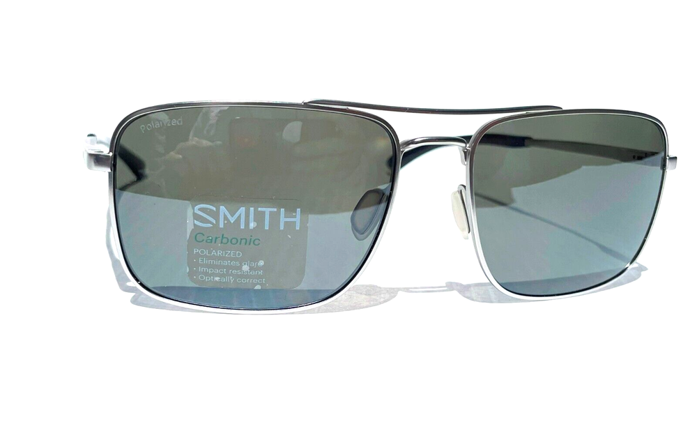 Smith Optics OUTCOME Matte Silver Carbonic POLARIZED Platinum Mirror Sunglass
