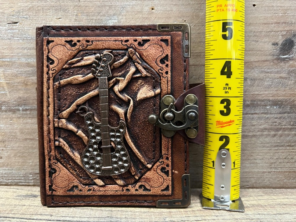 Guitar Handcrafted Leather Journal 5" x 4"