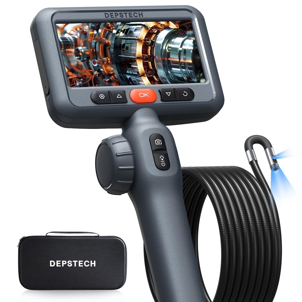 10FT Articulating Endoscope Camera with Light: Dual Lens 10FT, Black