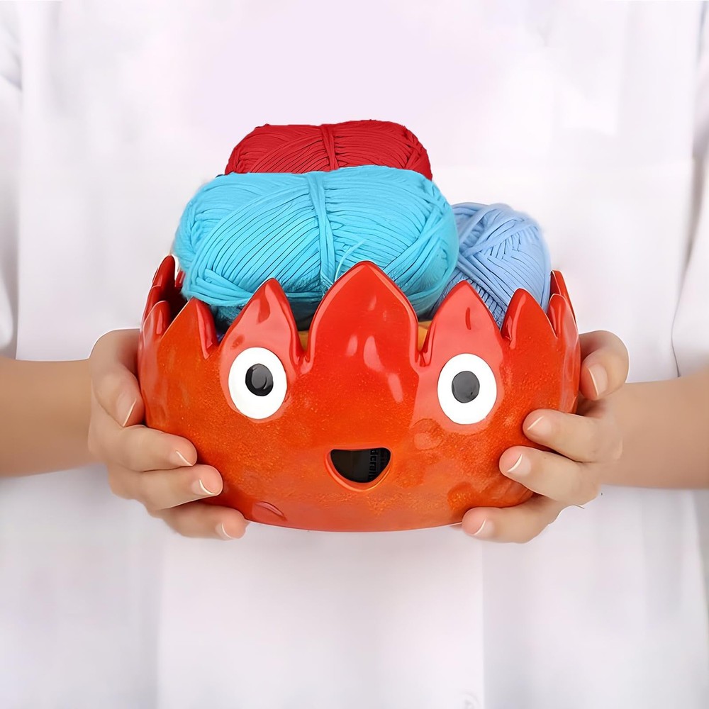 Flame Yarn Bowl with 9 Size Crochet Hooks