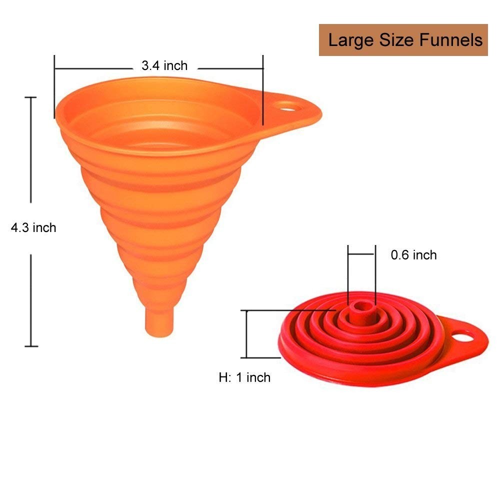 Assorted Sizes Silicone Collapsible Funnel Set - Space Saving Kitchen Must-Have