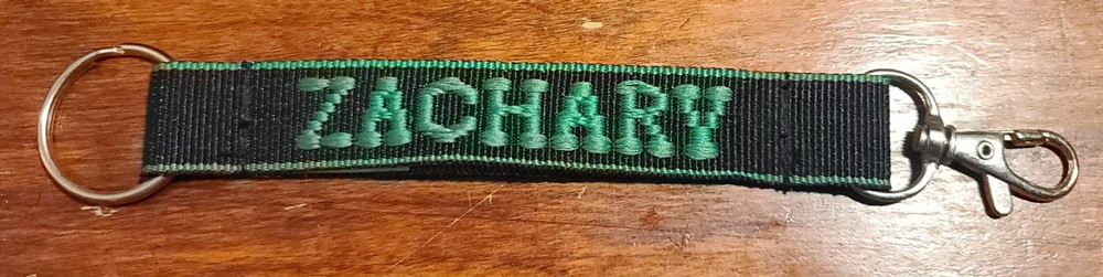 New Zachary Personalized Keychain Black and Green