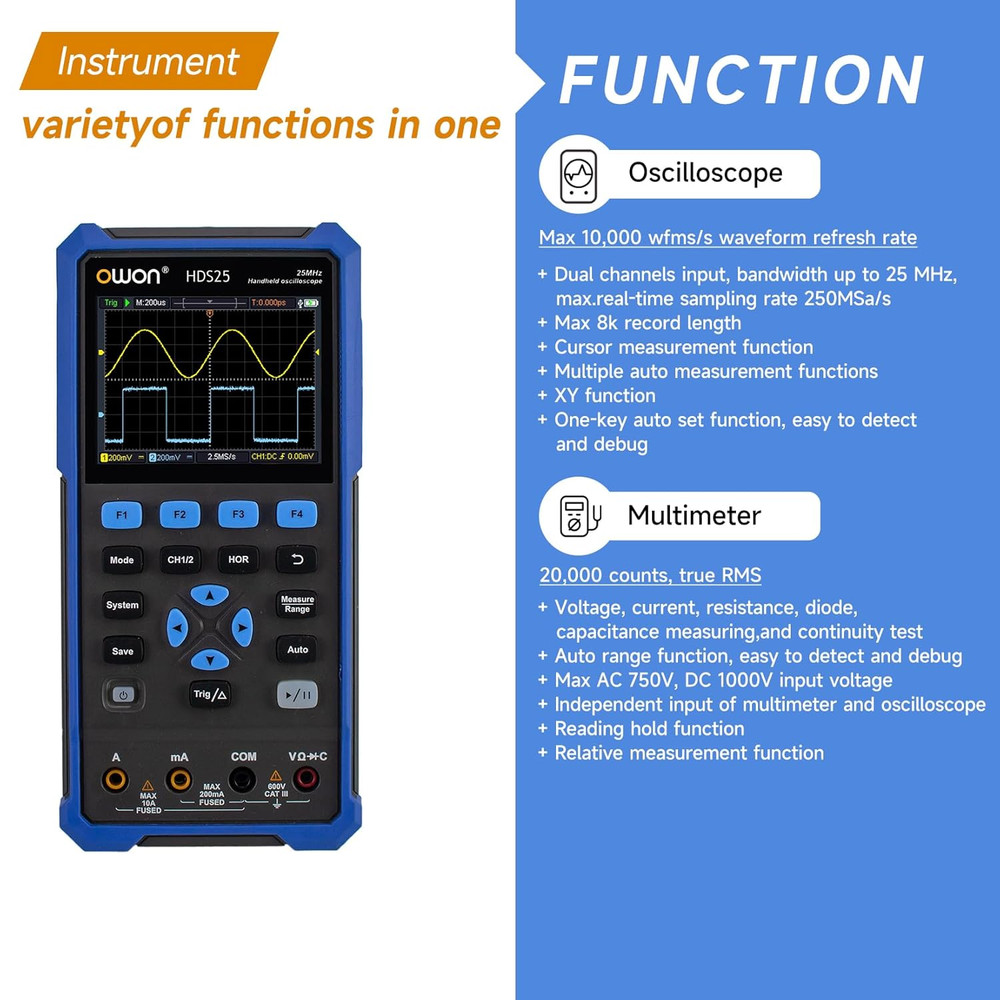 Handheld Oscilloscope, Digital Multi Functional Oscilloscope Multimeters,20000 C