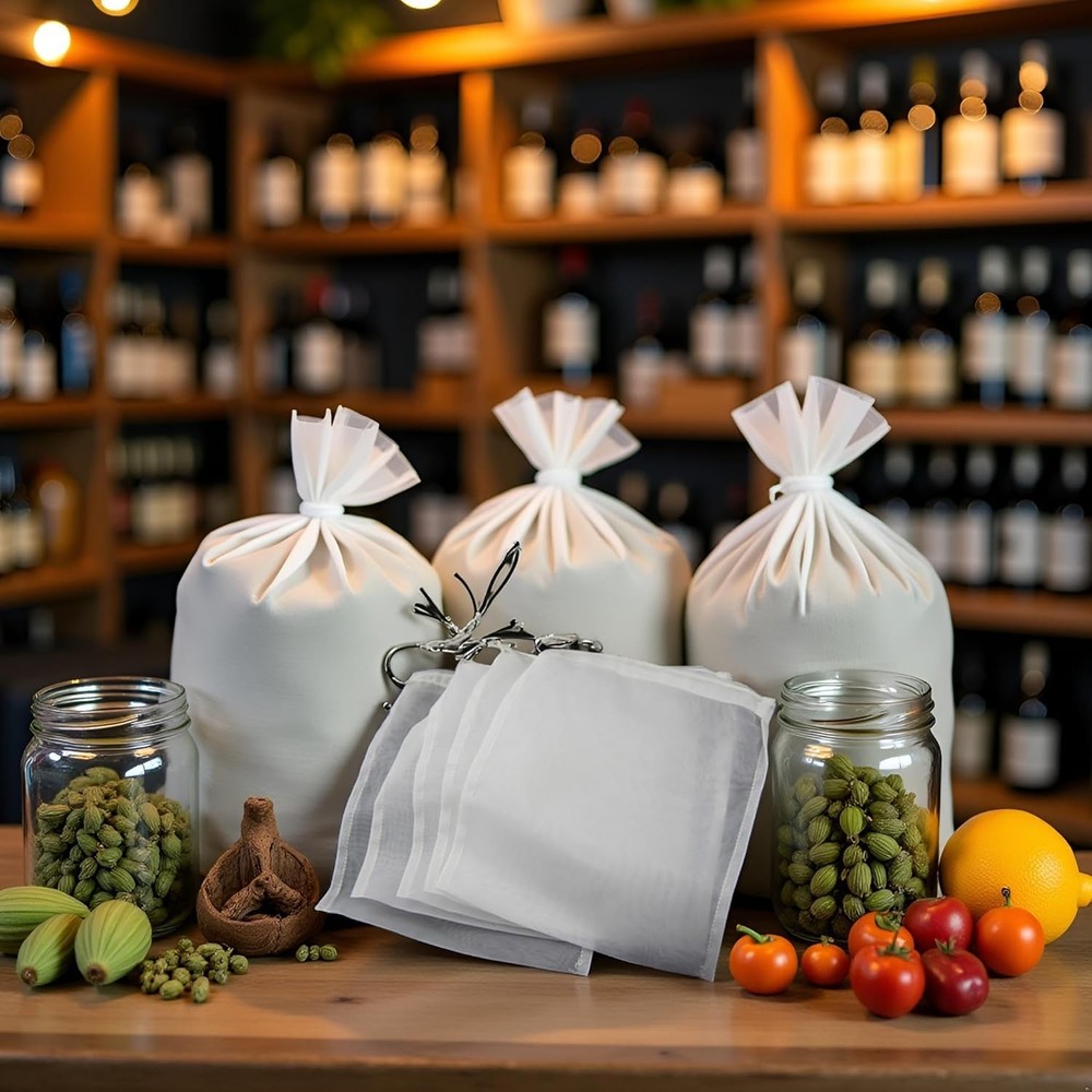 5 Pcs White for Nylon Straining Bag - Fine Mesh - Homebrew Beer Wine Cider Dr...