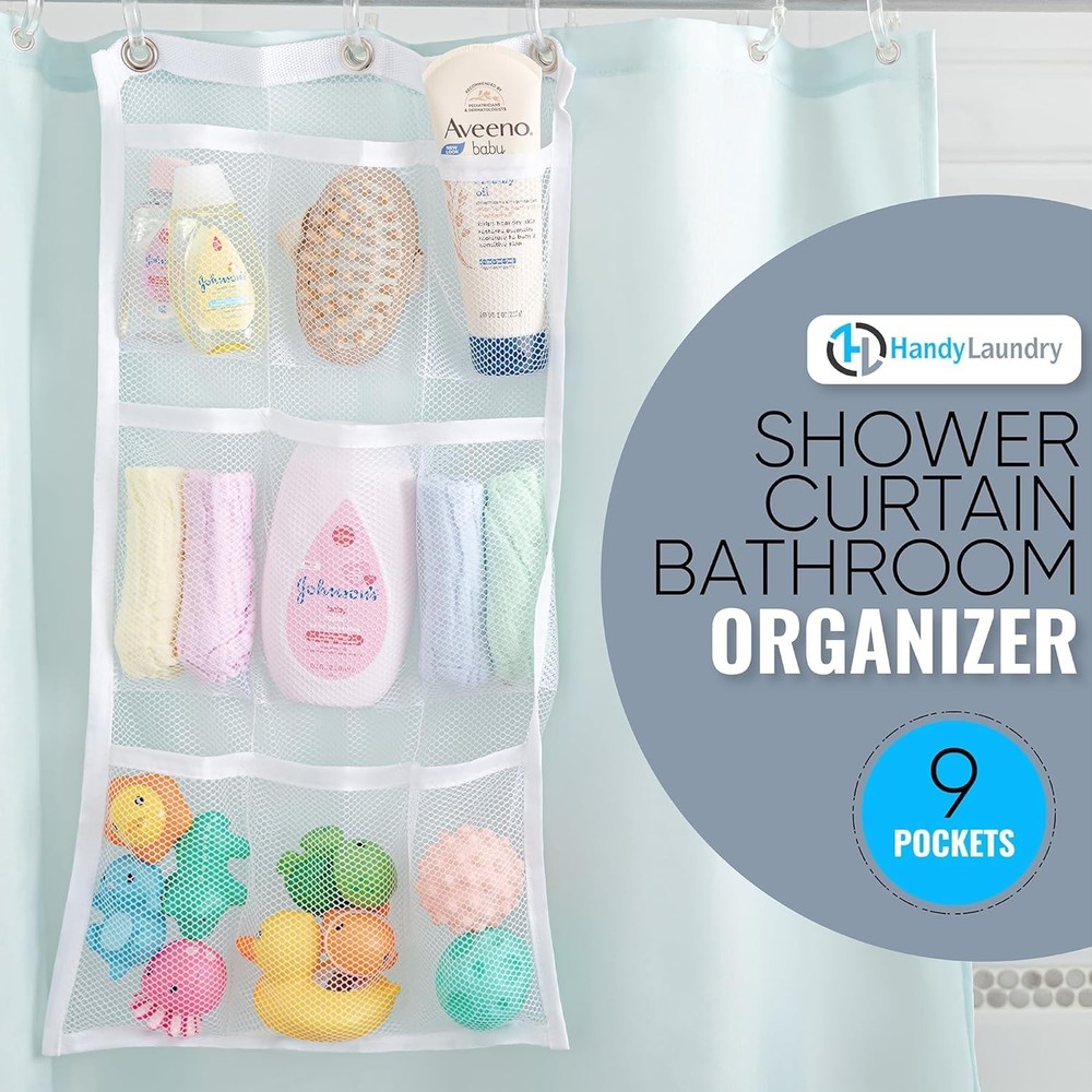 Hanging Shower Organizer 2-Pack - 9-Pocket - Mesh Caddy with Deep Storage Poc...