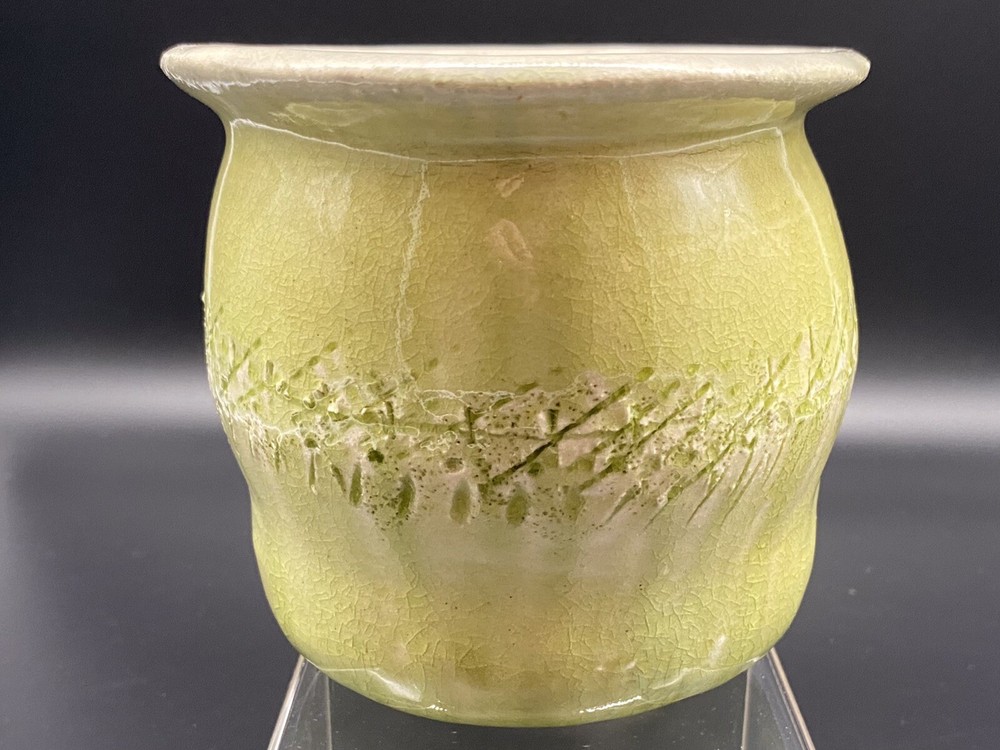 Art Pottery Planter Glazed Ceramic Small Green Marked