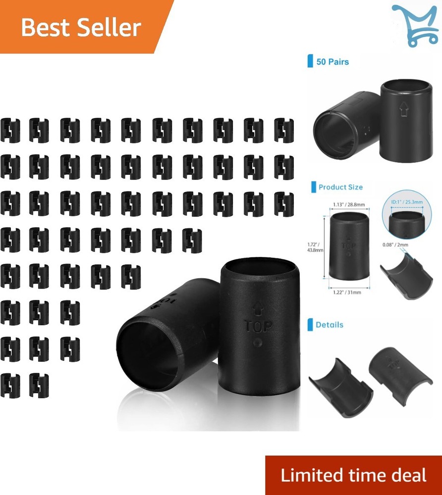Wire Shelf Clips Black Plastic 25mm Posts Lock Clips for Storage Racks 100pcs