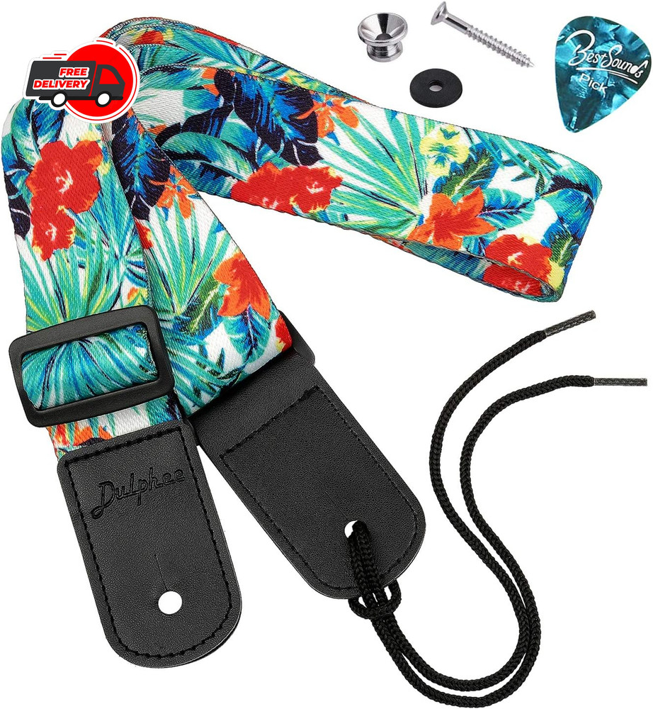 Dulphee Ukulele Strap Hawaiian Style Adjustable Uke Shoulder Strap For